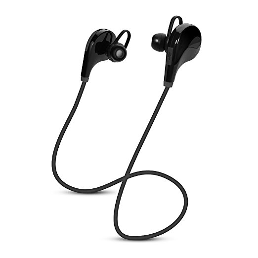 Jpodream Bluetooth Headphones Sport Wireless for Running Cycling with Microphone Sweatproof Noise Cancelling HD Stereo Earbuds in Ear for iPhone 7 iPhone 6 (Black)