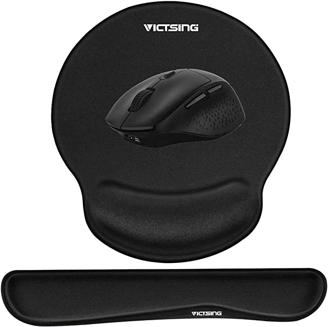 VicTsing Rechargeable Wireless Mouse &Keyboard Wrist Rest & Mouse Pad with Wrist Support, Comfortable Ergonomic Mouse Set-Fits Nicely to Your Right Hand, Computer Mouse for Laptop PC MacBook Desktop