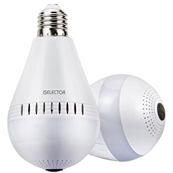 Home Security Camera, ISELECTOR Bulb Camera with 360 Degree Hidden Camera for Home Security Systems