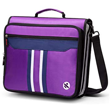 Kinbashi 2-Inch 3 Rings Zipper Binder, Holds 15-Inch Laptop, Handle and Shoulder Strap Included, Purple
