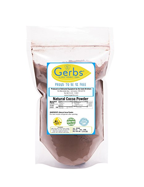 Gerbs Natural Cocoa Powder, 2 LBS - Top 12 Food Allergen Free & NON GMO - Product of Canada – Packaged in USA