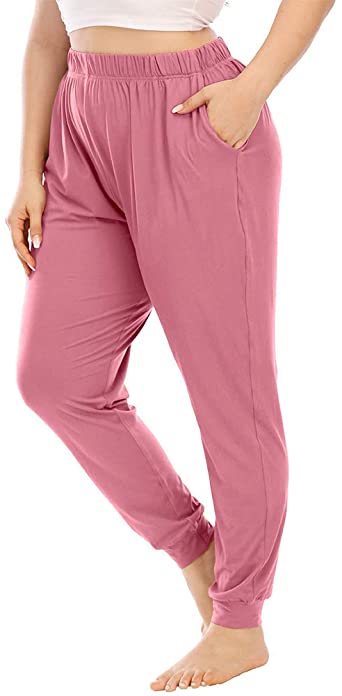 Gboomo Womens Plus Size Lounge Pants Casual Stretchy Jogger Ankle Length Loose Yoga Sweatpants with Pockets