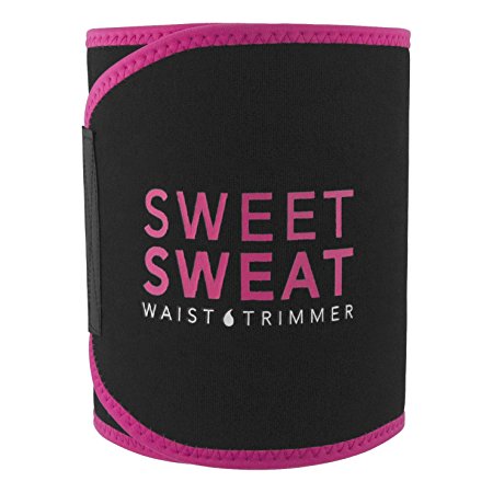 Sweet Sweat Waist Trimmer (Pink Logo) for Men & Women. Includes Free Sample of Sweet Sweat Workout Enhancer!