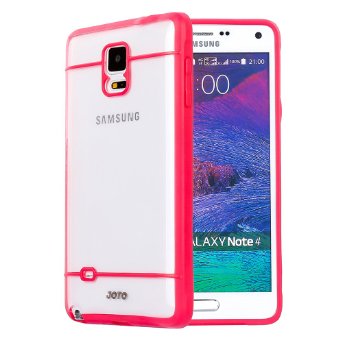 JOTO Galaxy Note 4 Case - Slim Fit Hybrid Bumper Cover Case (Flexible TPU   Hard PC) Exclusive for Samsung Galaxy Note 4 Smartphone, SM-N910 (Clear, Frosty, Red)