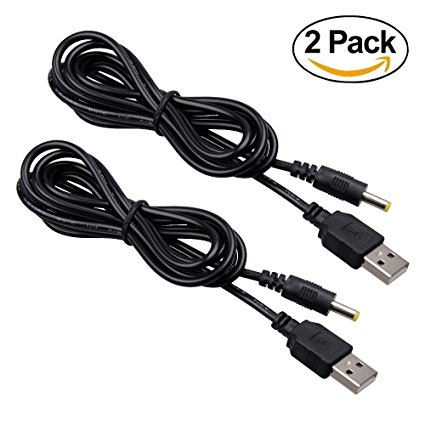 Onite 2 Pack of USB to DC 4.0x1.7mm Barrel Jack Power Cable Charger Cord for PSP 3000 2000 1000, Tablet, Cellphone, Laptop, Netbook, Electronics (6.6ft/2m)