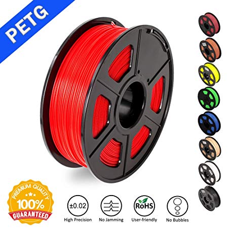 SUNLU 1.75mm PETG Red 3D Printer Filament, Dimensional Accuracy  /- 0.02mm, 2.2 LBS (1KG) Spool,1.75 mm PLA 3D Filament for Most 3D Printer & 3D Printing Pen, PETG Red