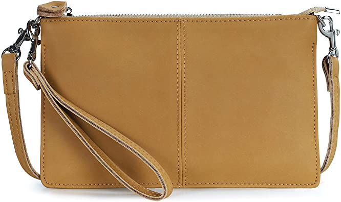 Befen Genuine Full Grain Leather Wristlet Clutch Wallet Purses Small Crossbody Bags for Women