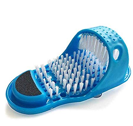 Kissbuty Magic Feet Cleaner Simple Foot Scrubber Feet Shower Spa Easy Feet Cleaning Brush Exfoliating Foot Massager Slipper, 1 Pc (Blue)