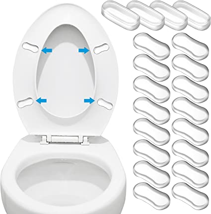 20 Pieces Toilet Seat Bumpers, Universal Toilet Lid Bidet Replacement Bumper Kit Silicone Rubber Bumpers for Bidet Attachment with Strong Adhesive for Families, Hotels, School Toilet
