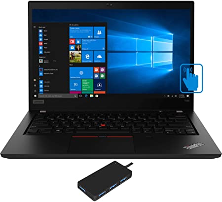 Lenovo ThinkPad T490 Home and Business Laptop (Intel i7-8565U 4-Core, 16GB RAM, 256GB PCIe SSD, Intel UHD 615, 14.0" Touch Full HD (1920x1080), Fingerprint, WiFi, Bluetooth, Win 10 Pro) with USB Hub