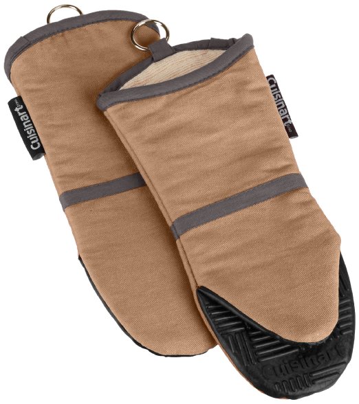 Cuisinart Oven Mitt with Non-Slip Silicone Grip, Heat Resistant to 500° F, Tan, 2-Pack