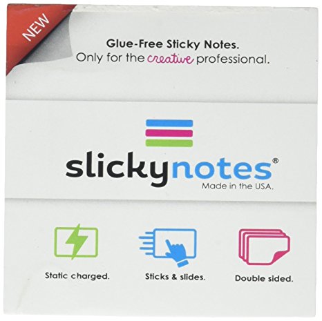 SlickyNotes, 12 Pads of 3"x3" The World's First Glue Free Sticky Notes, ECO Friendly Reusable Double-Sided and Dry-Erasable