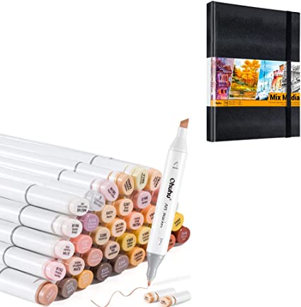 Ohuhu Alcohol Markers Skin Tones   Mix Media Pad, Ohuhu 10.8"x8.3" Mixed Media Art Sketchbook