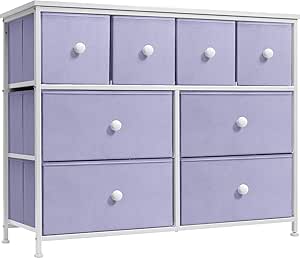 Sorbus Fabric Dresser for Kids Bedroom - Chest of 8 Drawers, Storage Tower, Clothing Organizer, for Closet, for Playroom, for Nursery, Steel Frame, Fabric Bins - Knob Handle (Pastel Purple)