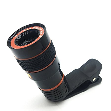 Cellphone Camera Lens, Clip-on Camera Lens, KLAREN 8X Optical Zoom Telescope Lens Universal for iOS and Android Smartphones (Black)