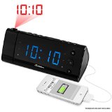 Electrohome USB Charging Alarm Clock Radio with Time Projection Battery Backup Auto Time Set Dual Alarm 12 LED Display for Smartphones and Tablets EAAC475