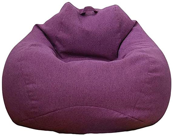 Stuffed Animal Storage Bean Bag Chair Cover (No Filler) - Stuffable Zipper Beanbag Cover - Cotton Linen Memory Foam Beanbag Replacement Cover for Adults and Kids Without Filling