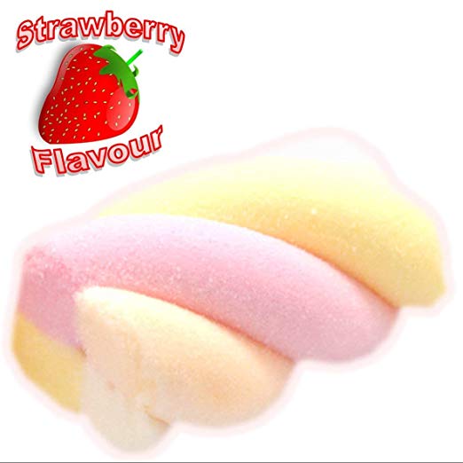 Hoosier Hill Farm Belgian Marshmallow Twists. Pink, Yellow, Cream and White, 2.2 lbs (1kg) Strawberry flavoured