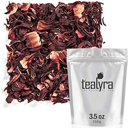 Tealyra - Pure Hibiscus Herbal Tea - Loose Leaf Tea - Organically Grown - Lower Blood Pressure & Help Weight Loss - Vitamins Rich Tea - Healthy Tea - Caffeine Free (3.5oz / 100g)