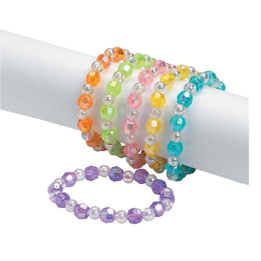 Assorted Plastic Iridescent Bead Bracelets 24 Pcs