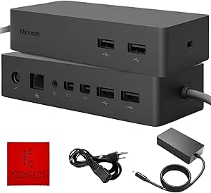 Surface Dock Microsoft PD9-00003/1661 Bundle - 1 Year Warranty - Microsoft Surface Docking Station with Mini DP to DP Cable, 90W 1749 AC Adapter - Microsoft Docking Station (Renewed)