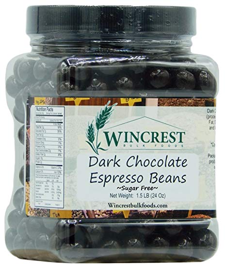 Chocolate Espresso Beans - 1.5 Lb Tub (Sugar Free Dark Chocolate)