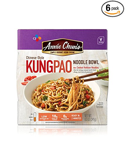 Annie Chun's Kung Pao Noodle Bowl, Vegan, 8.5-oz (Pack of 6), Chinese-Style, Instant Meal