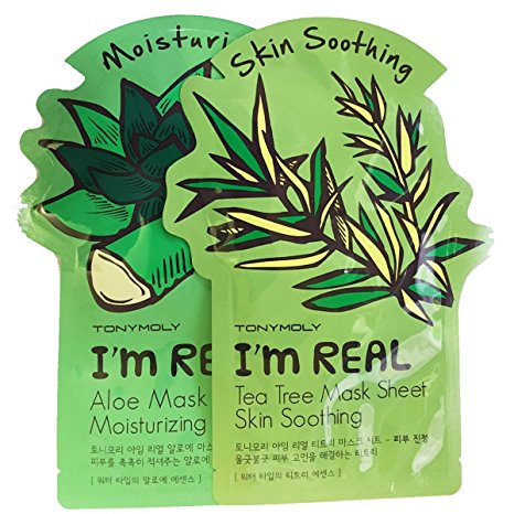 Tonymoly I'm Real Skin Care Facial Mask Sheet (Tea Tree 5p   Aloe 5p)