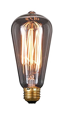 1 Pack - Prolific 60 Watt 120 Volt 210 Lumen St58 Vintage Edison Light Bulb Replica with Squirrel Cage Tungsten Antique Filament For Retro Style Lighting, String Lights, and Pendants