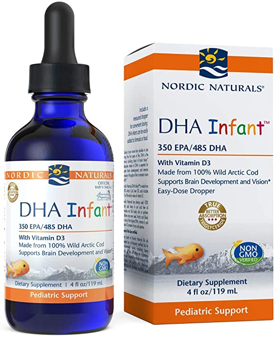 Nordic Naturals Pro DHA Infant Liquid - Arctic Cod Liver Oil with 350 mg EPA, 485 mg DHA, and 300 IU Vitamin D3, Supports Healthy Neurological, Musculoskeletal, and Nervous System Development*, 4 oz.