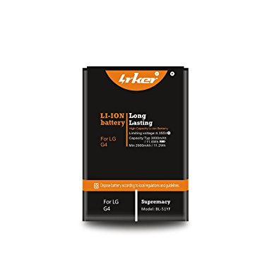 LG G4 Battery: Lrker Spare Extra [Long Lasting] Replacement Li-Ion Battery 3000mAh BL-51YF for LG G4 Phone [Fits US and International models and carriers]- Charger is Not Included(1 Battery)
