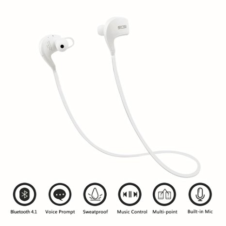 Bluetooth Sports Headphones SCS ETC Wireless In-ear Sweatproof Headset with Mic for Gym, Running, Yoga, Walking, Hiking, Jogging, Biking