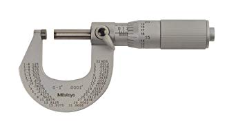 Mitutoyo 101-117 Outside Micrometer, Satin-chrome Finish, Friction Thimble, 0-1" Range, 0.0001" Graduation,  /-0.0001" Accuracy
