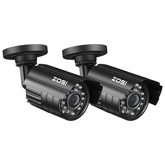 ZOSI 2 Pack Bullet Fake Securtiy Camera with Red Light,Dummy Surveillance Camera Outdoor Indoor Use,Wireless Simulate Cameras for Home Security