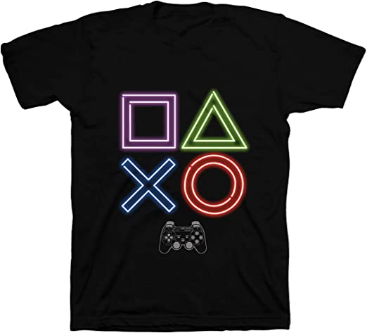 Playstation Boys Gamepad Controller Buttons Graphic Icons Short Sleeve Tee for Kids