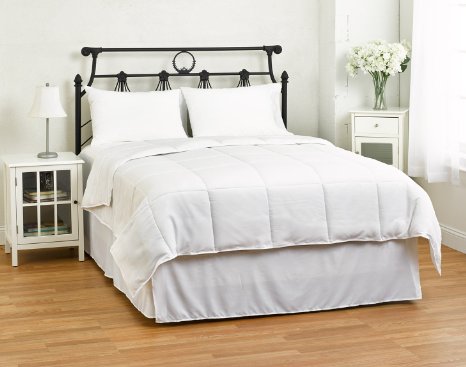Natural Comfort White Down Alternative Comforter with Embossed Microfiber Shell Medium Weight Filled King