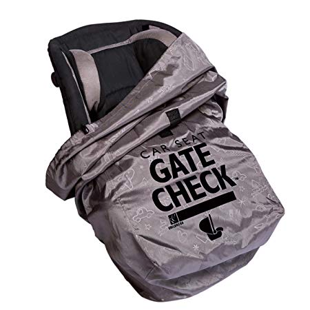 J.L. Childress DELUXE Gate Check Bag for Car Seats - Premium Heavy-Duty Durable Air Travel Bag, Backpack Straps - Fits Convertible Car Seats, Infant carriers & Booster Seats, Grey