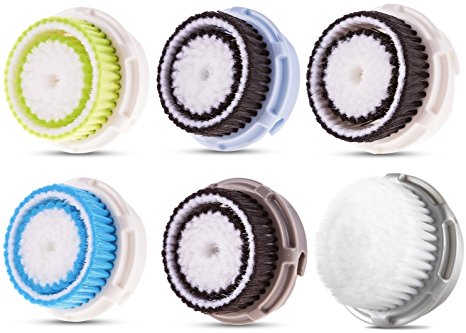Replacement Compatible Brush Heads for Normal, Sensitive, Acne, Delicate, Cashmere and Deep Pore Skin, 6 Refills