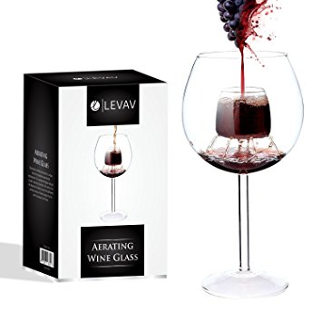 Levav Aerating Wine Glass – Goblet Design Instant Wine Aerator With 9 Aeration Spouts – Infuses Oxygen & Releases Flavor – Perfect Housewarming Or Birthday Gift For Wine Enthusiasts