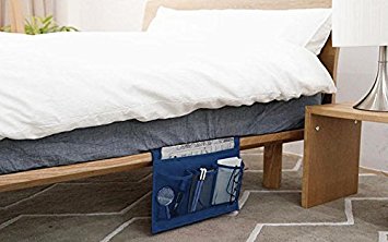Bedside Storage Organizer/ Beside Caddy / Table cabinet Storage Organizer for tablet Magazine Phone Remotes - All Within Arms Reach (Navy)
