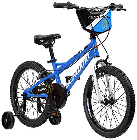 Schwinn Koen Boy's Bike, Featuring SmartStart Frame to Fit Your Child's Proportions, Some Sizes Include Training Wheels and Saddle Handle, 12-14-16-18-20-Inch Wheel Sizes, Black, Blue, and Red