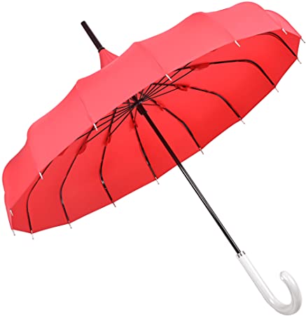 Kung Fu Smith Vintage Red Pagoda Parasol Umbrella for Sun and Rain, UV Protection Victorian Stick Umbrella for Women and Girls
