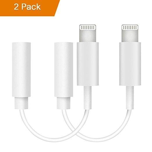 2 Pack iPhone 7/7 Plus Headphone Jack Adapter, Sprtjoy Lightning Connecter to 3.5mm Audio Jack Earphone Extender Jack Stereo for iPhone 7 / 7 Plus - Not Support IOS 10.3