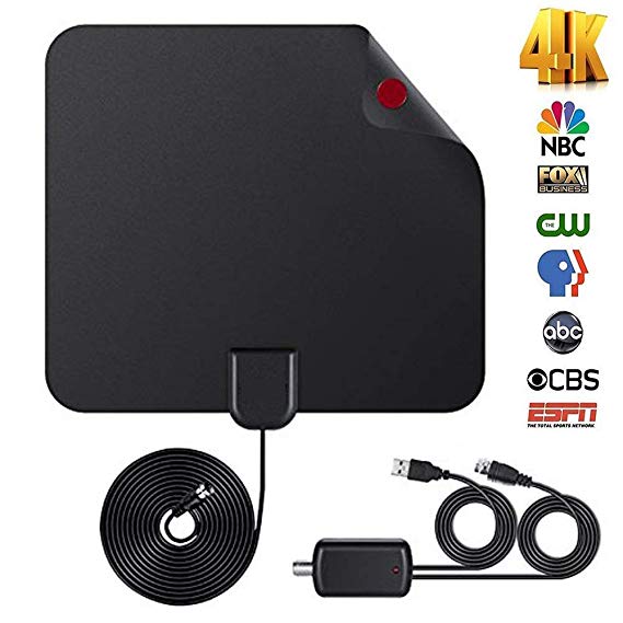 TV Antenna,2018 UPGRADED Gagawin Digital Amplified HD TV Antenna 50-80 Mile Range 4K HD VHF UHF Freeview Television Local Channels w/Detachable Signal Amplifier and 16.4ft Longer Coax Cable (1 pack)