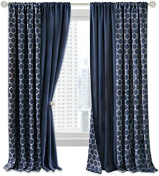 Achim Home Furnishings Achim Home Imports Prelude Reversible Blackout Rod Pocket Curtain Panel, 50" x 84", Navy