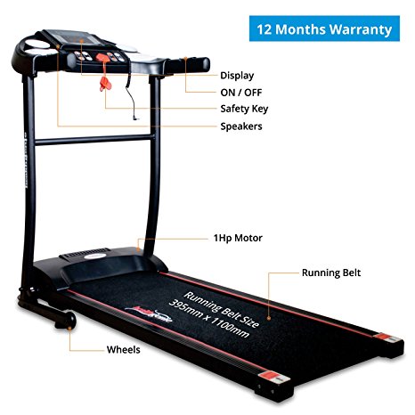 Healthgenie Motorized Treadmill 3911M with silicone Lubricant, Max Speed 10 Kmph