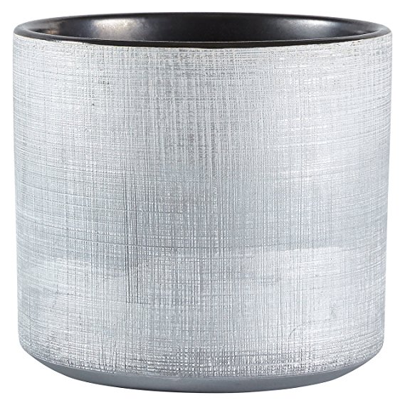 Rivet Rustic Textured Stoneware Planter, 6.25" H, Silver