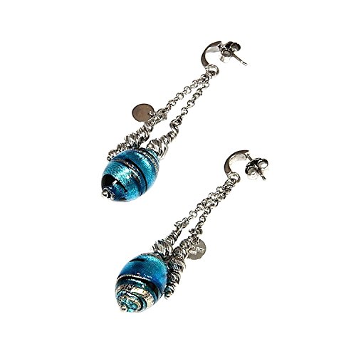 Sezione Aurea Firenze - Earrings with handcraft Murano glass bead and 925 silver chain FCOR 04 / W 01