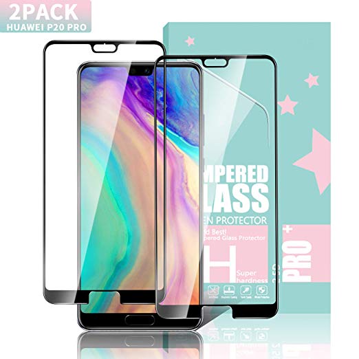 SGIN Huawei P20 Pro Screen Protector [2 Pack] Premium Tempered Glass Screen Protector Film, Anti-Fingerprint, No-Bubble, Easy Installation, 9H Hardness, for Huawei P20 Pro - Black