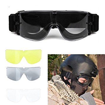 ZJchao Airsoft X800 Tactical Goggle Glasses Gx1000, Black/Yellow/Transparent